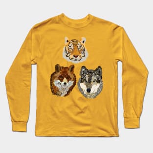 wolf, fox and tiger Long Sleeve T-Shirt